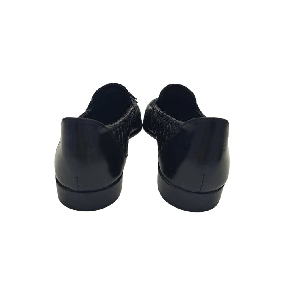 Bragano Tassel Loafers Men's Size‎ 10 M Black Woven Leather Slip On Shoes